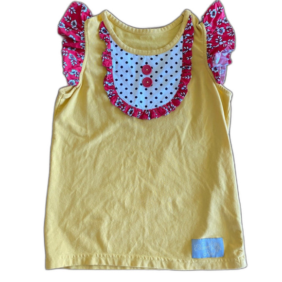 Eleanor Rose Yellow Ruffle Top Girls' 7-8 - Picture 1 of 7